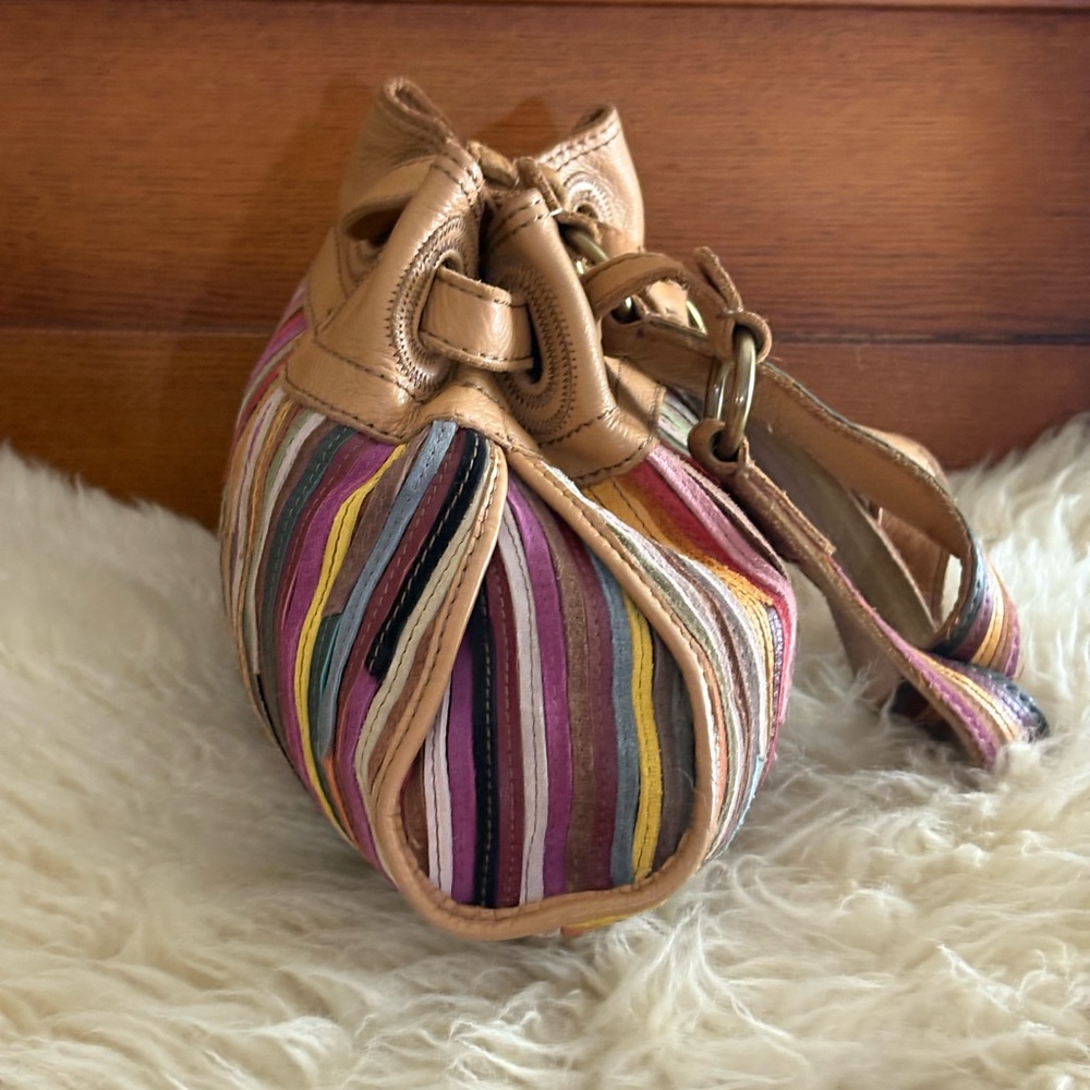 Lucky Brand Multicolor Striped Leather Shoulder Bag - Tan Trim - Picture 3 of 7